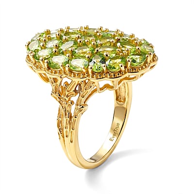 EverTrue Hebei Peridot and White Zircon 5.25 ctw Ring in 18K YG Plated (Size 5.0)