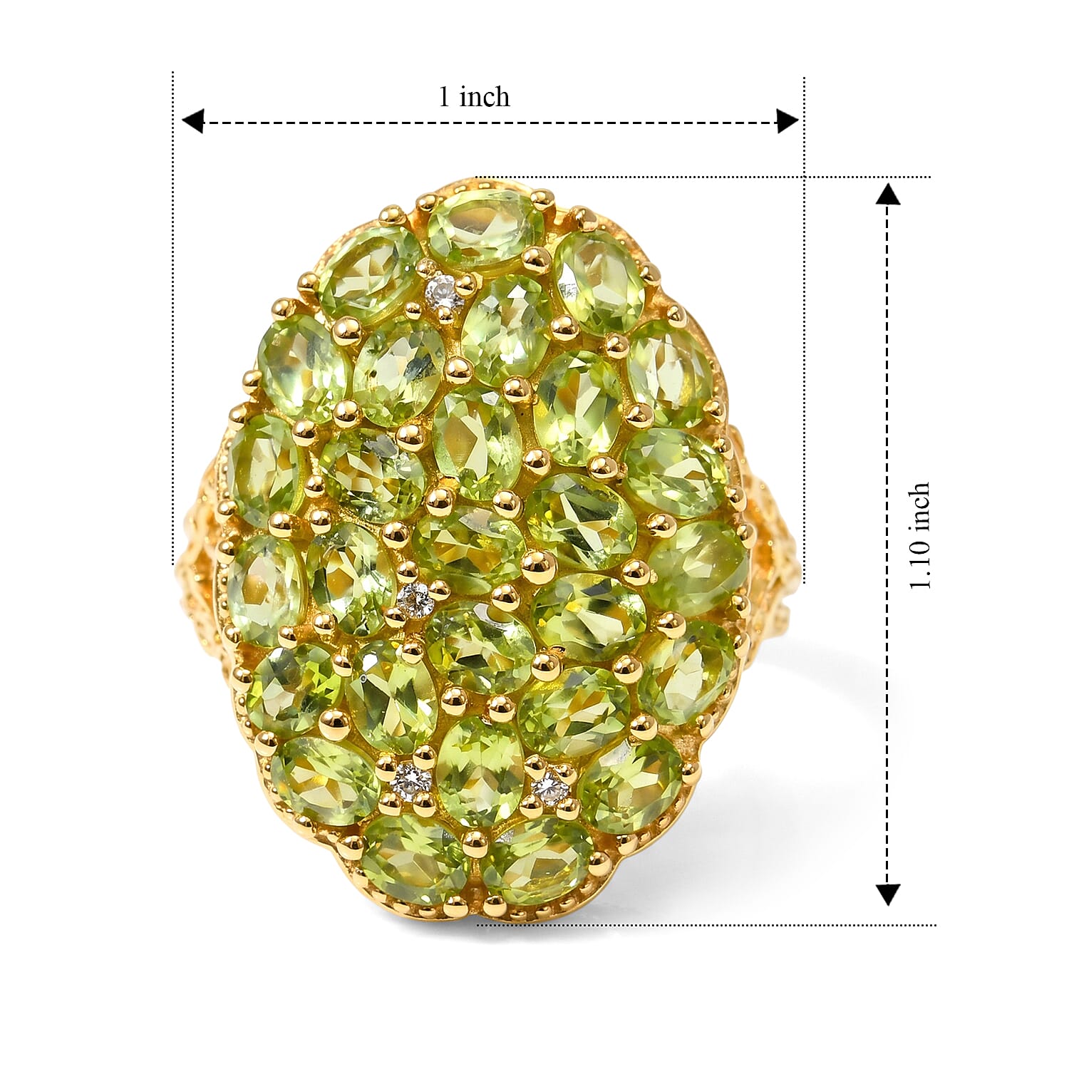 EverTrue Hebei Peridot and White Zircon 5.25 ctw Ring in 18K YG Plated (Size 5.0)