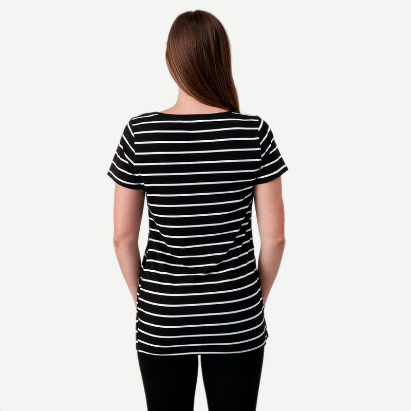 La Marey - Set of 2 Black Stripe and Gray Side Rushing Short Sleeve Tops - Medium