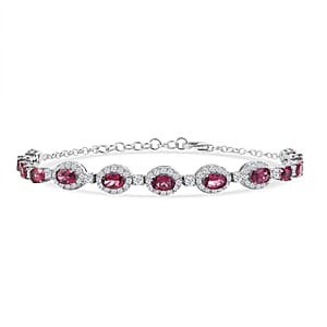 Certified & Appraised D'Joy Premium Usambara Color Change Garnet and Moissanite 9.00 ctw Bracelet in Rhodium Over Sterling Silver (6.50 In)