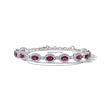 Certified and Appraised D'Joy Premium Usambara Color Change Garnet and Moissanite 9.00 ctw Bracelet in Rhodium Over Sterling Silver (6.50 In)