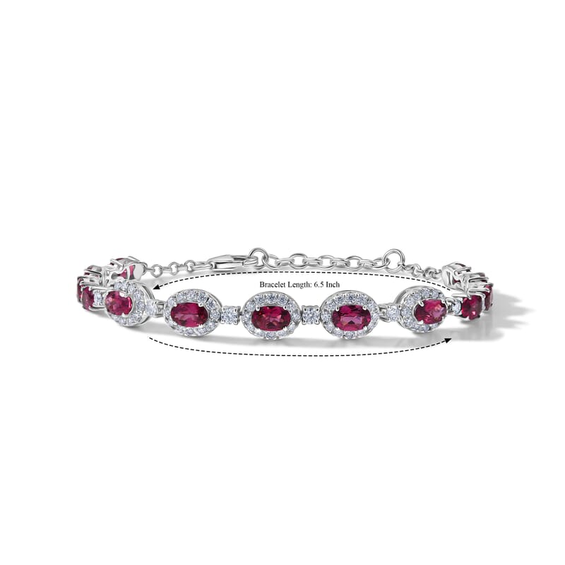 Certified and Appraised D'Joy Premium Usambara Color Change Garnet and Moissanite 9.00 ctw Bracelet in Rhodium Over Sterling Silver (6.50 In)