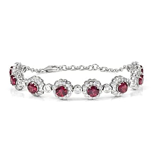 Certified & Appraised D'Joy Premium Usambara Color Change Garnet and Moissanite 10.85 ctw Bracelet in Rhodium Over Sterling Silver (6.50 In)