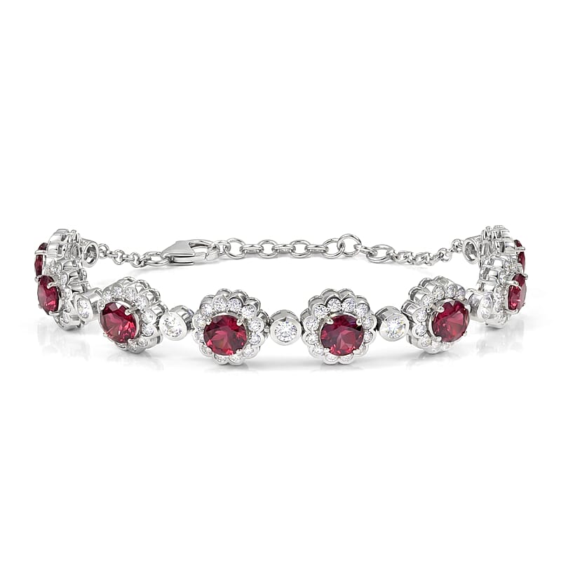 Certified and Appraised D'Joy Premium Usambara Color Change Garnet and Moissanite 10.85 ctw Bracelet in Rhodium Over Sterling Silver (6.50 In)