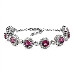 Certified & Appraised D'Joy Premium Usambara Color Change Garnet and Moissanite 10.85 ctw Bracelet in Rhodium Over Sterling Silver (7.25 In)