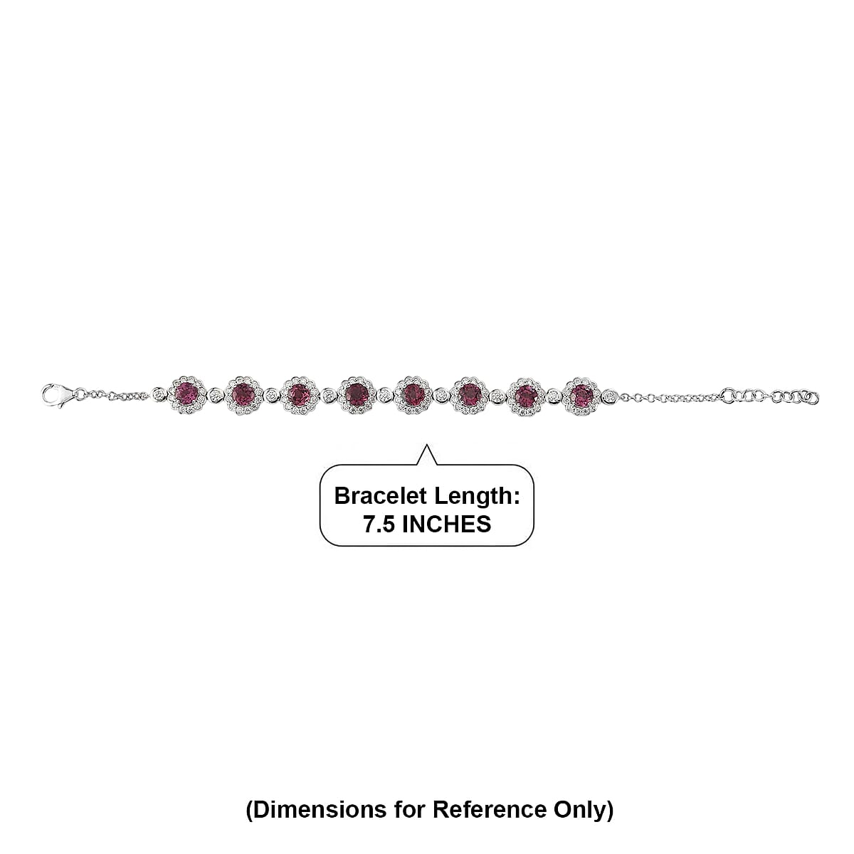 Certified & Appraised D'Joy Premium Usambara Color Change Garnet and Moissanite 10.85 ctw Bracelet in Rhodium Over Sterling Silver (7.25 In) image number 4
