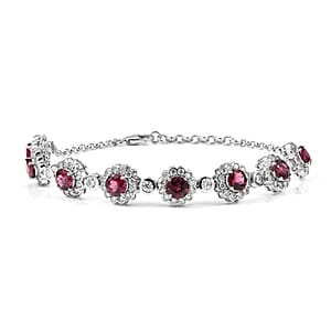 Certified & Appraised D'Joy Premium Usambara Color Change Garnet and Moissanite 10.85 ctw Bracelet in Rhodium Over Sterling Silver (8.00 In)
