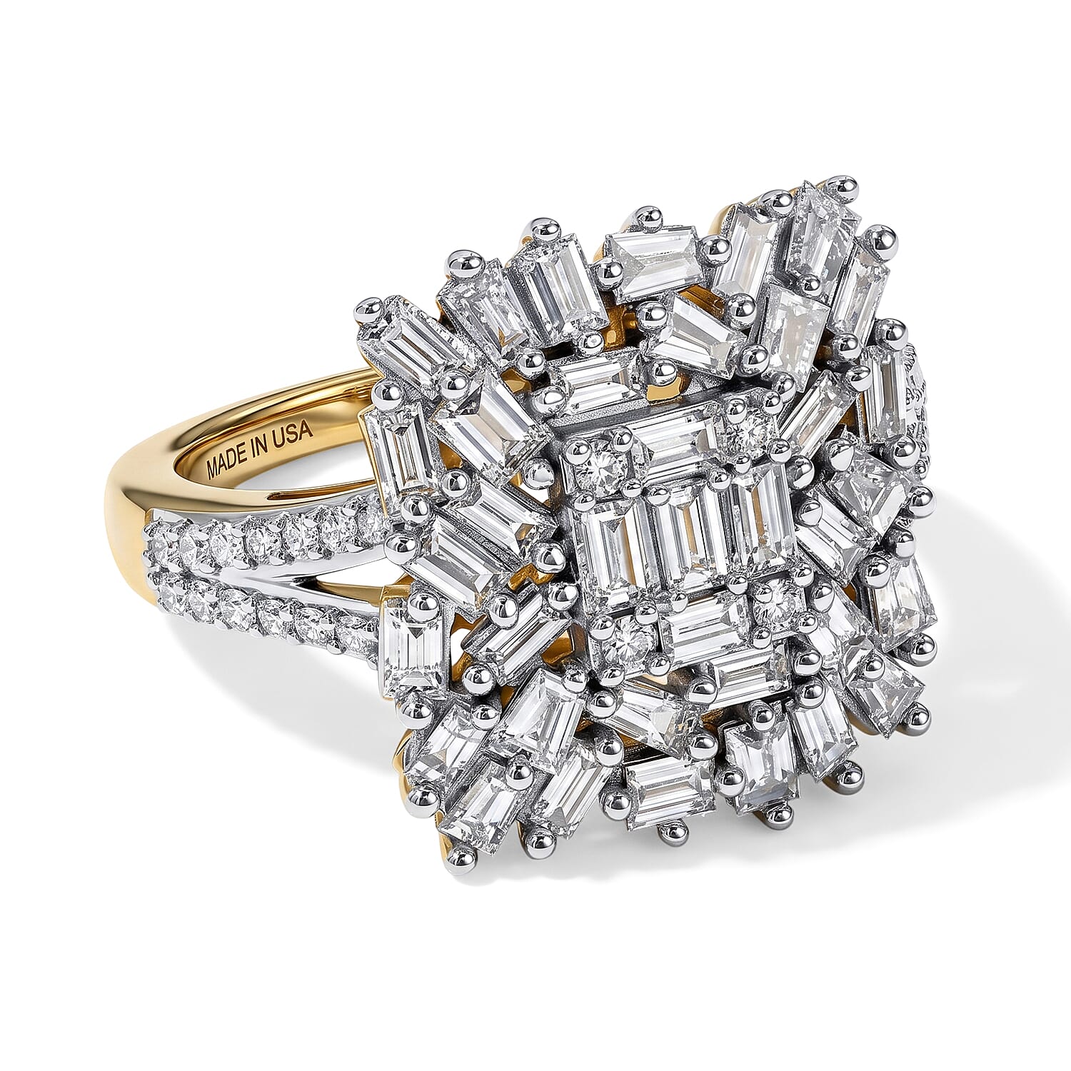Luxuriant Lab Grown Diamond G-H SI 1.50 ctw Ring in 18K Vermeil Yellow Gold Over Sterling Silver (Size 5)