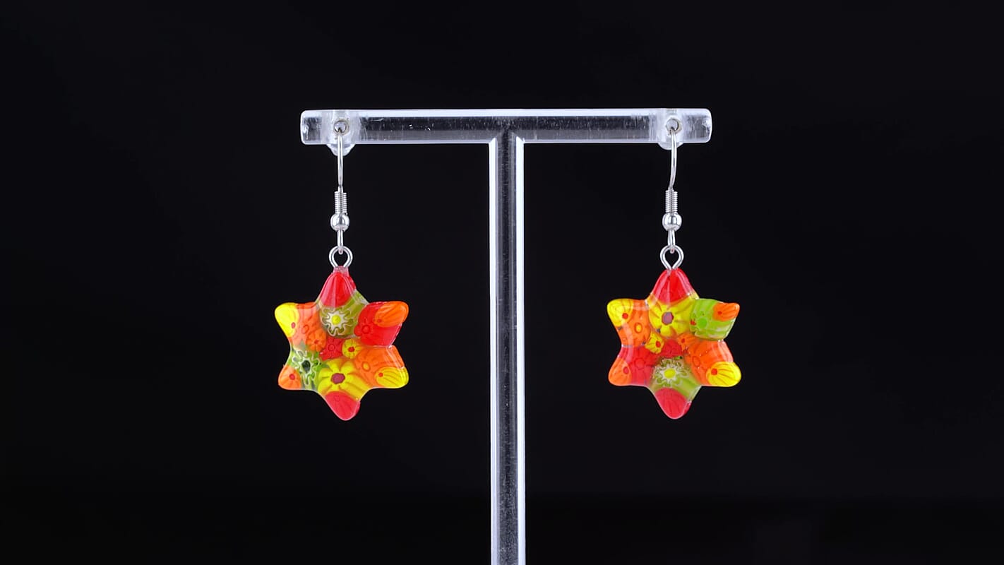 Multi Murano Style Celestial Star Earrings in Stainless Steel