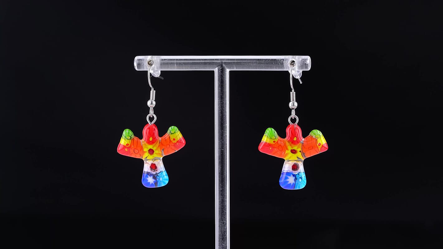 Multi Murano Glass Angel Earrings in Stainless Steel