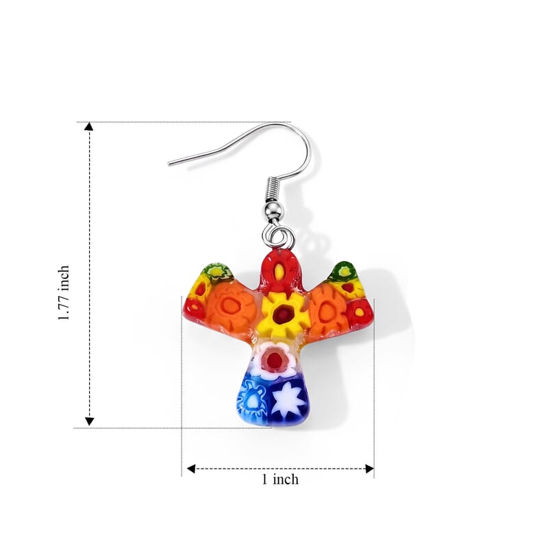 Multi Murano Style Angel Earrings in Stainless Steel