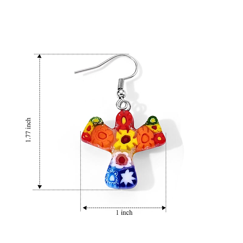 Multi Murano Glass Angel Earrings in Stainless Steel
