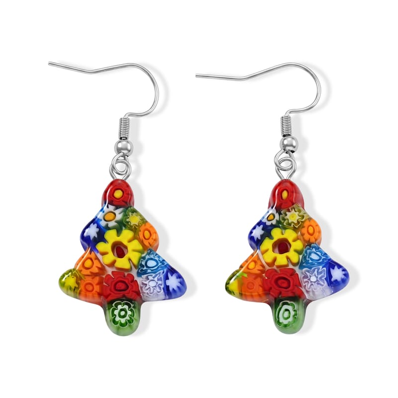 Multi Murano Style Tree Earrings in Stainless Steel