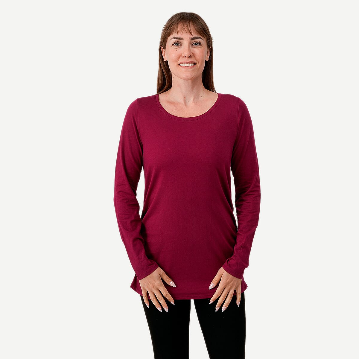 La Marey - Set of 2 Magenta and Ink Side Ruching Long Sleeve Tops - Large