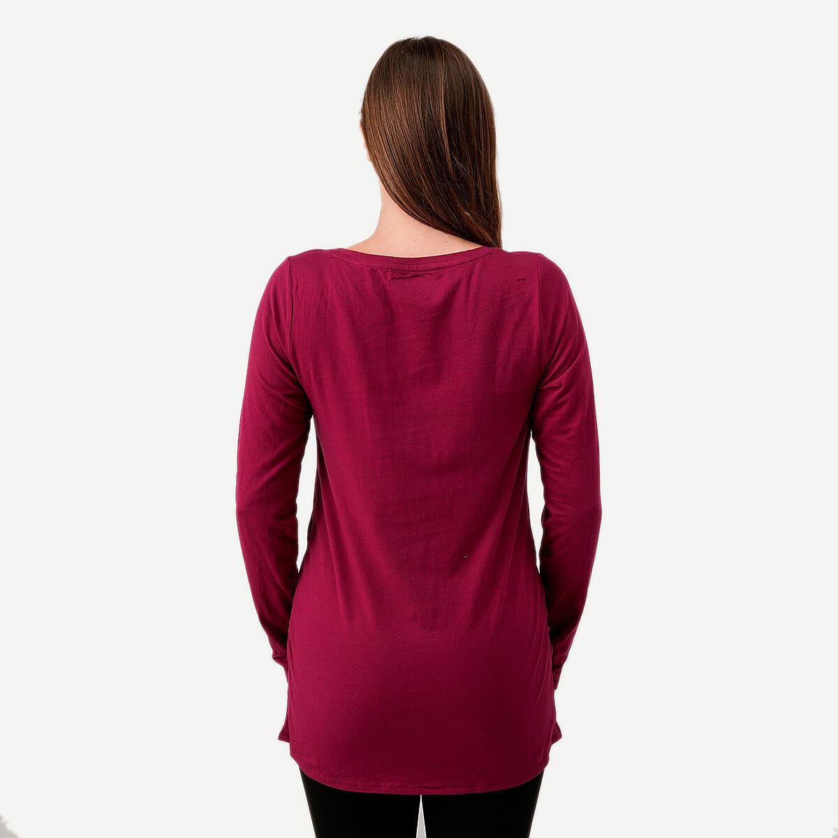 La Marey - Set of 2 Magenta and Ink Side Ruching Long Sleeve Tops - Large