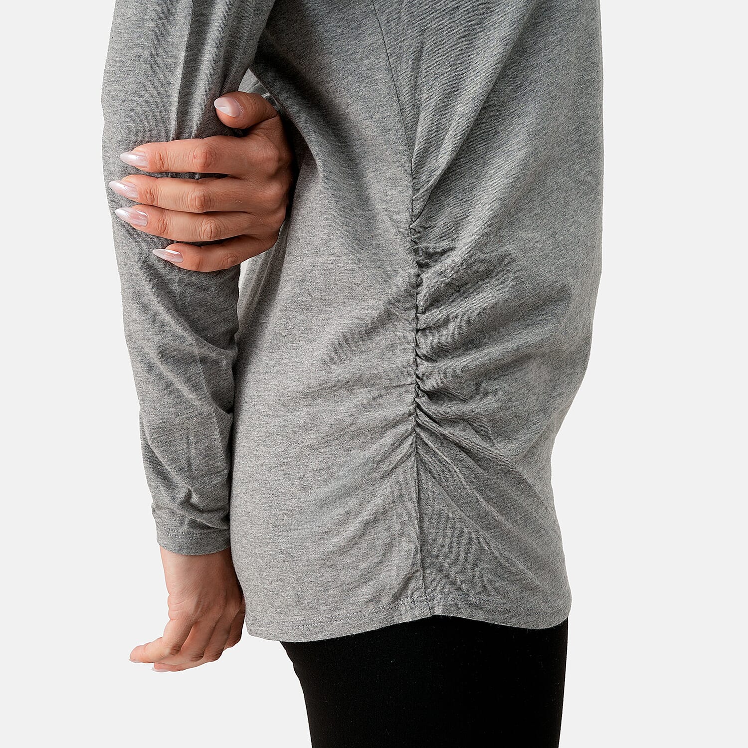 La Marey - Set of 2 Gray Side Rushing Long Sleeve Tops - Large