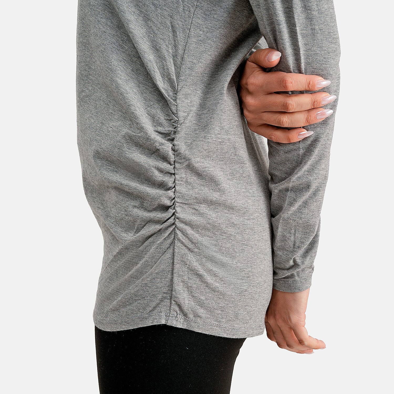 La Marey - Set of 2 Gray Side Rushing Long Sleeve Tops - Large