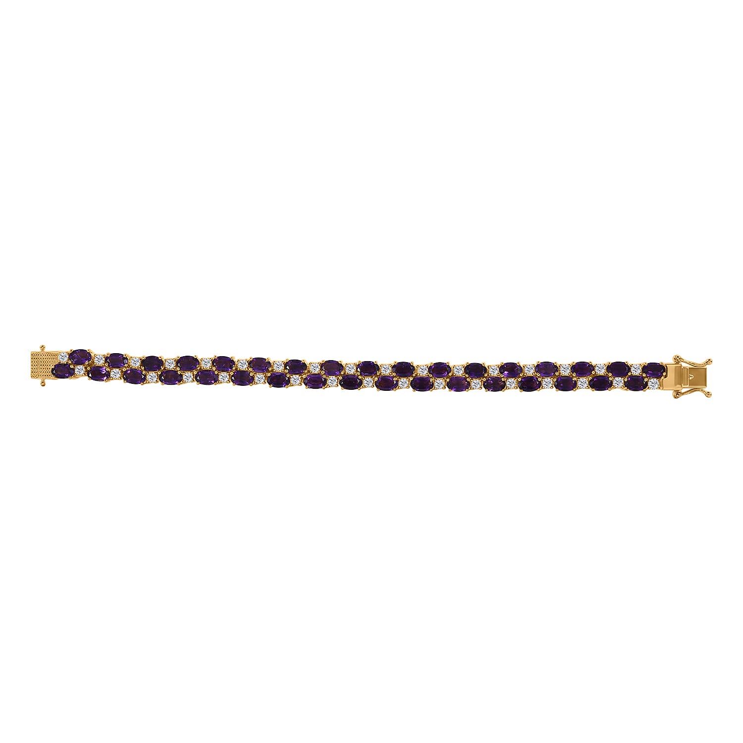 EverTrue African Amethyst and White Topaz 16.30 ctw Bracelet in 18K YG Plated (6.50 In)