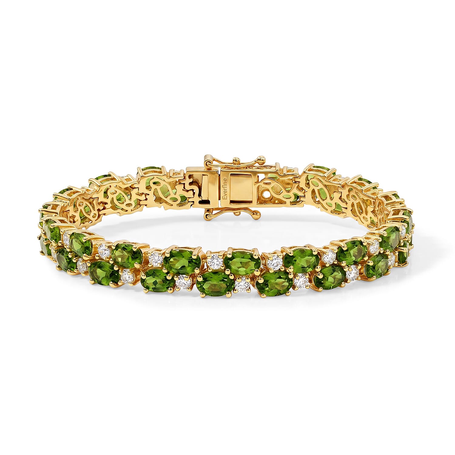 EverTrue African Amethyst, White Topaz Bracelet in 18K YG Plated (7.25 In) 20.20 ctw