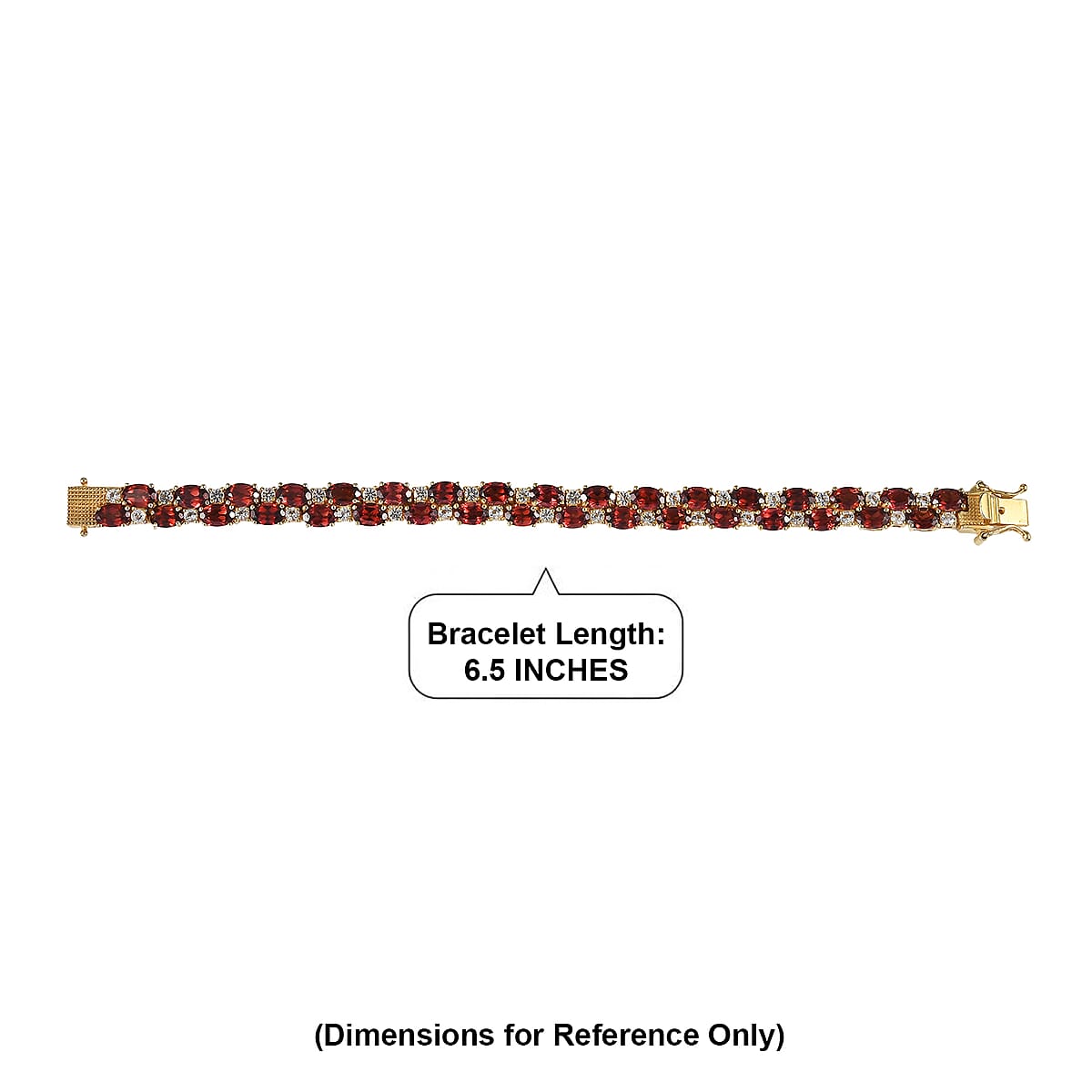 EverTrue Mozambique Garnet and White Topaz 21.70 ctw Zig Zag Double Row Bracelet in 18K YG Plated (6.50 In) image number 4