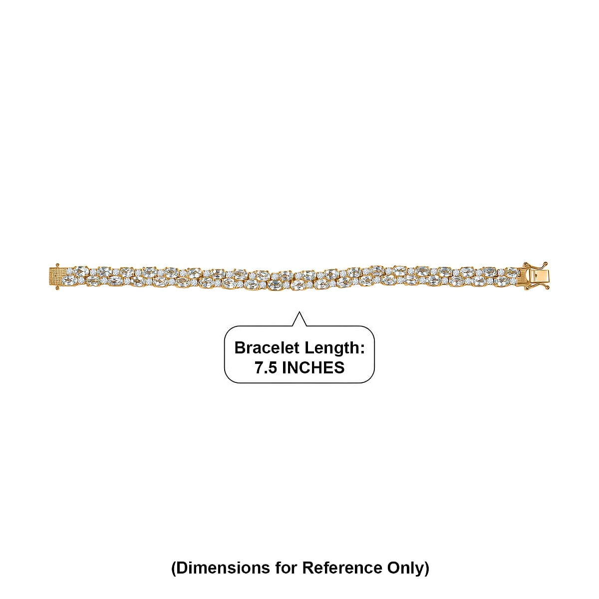 EverTrue Sky Blue Topaz and White Topaz 22.65 ctw Zig Zag Double Row Bracelet in 18K YG Plated (6.50 In) image number 4