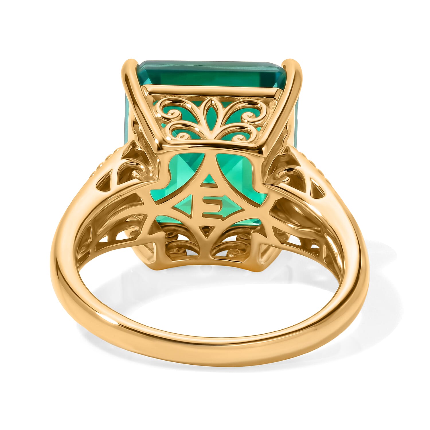 EverTrue Peacock Quartz (Triplet) and Chrome Diopside 9.80 ctw Peacock Horizon Ring in 18K YG Plated (Size 8.0)
