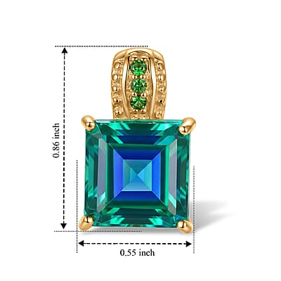 EverTrue Peacock Triplet Quartz and Chrome Diopside 11.60 ctw Stud Earrings in 18K YG Plated