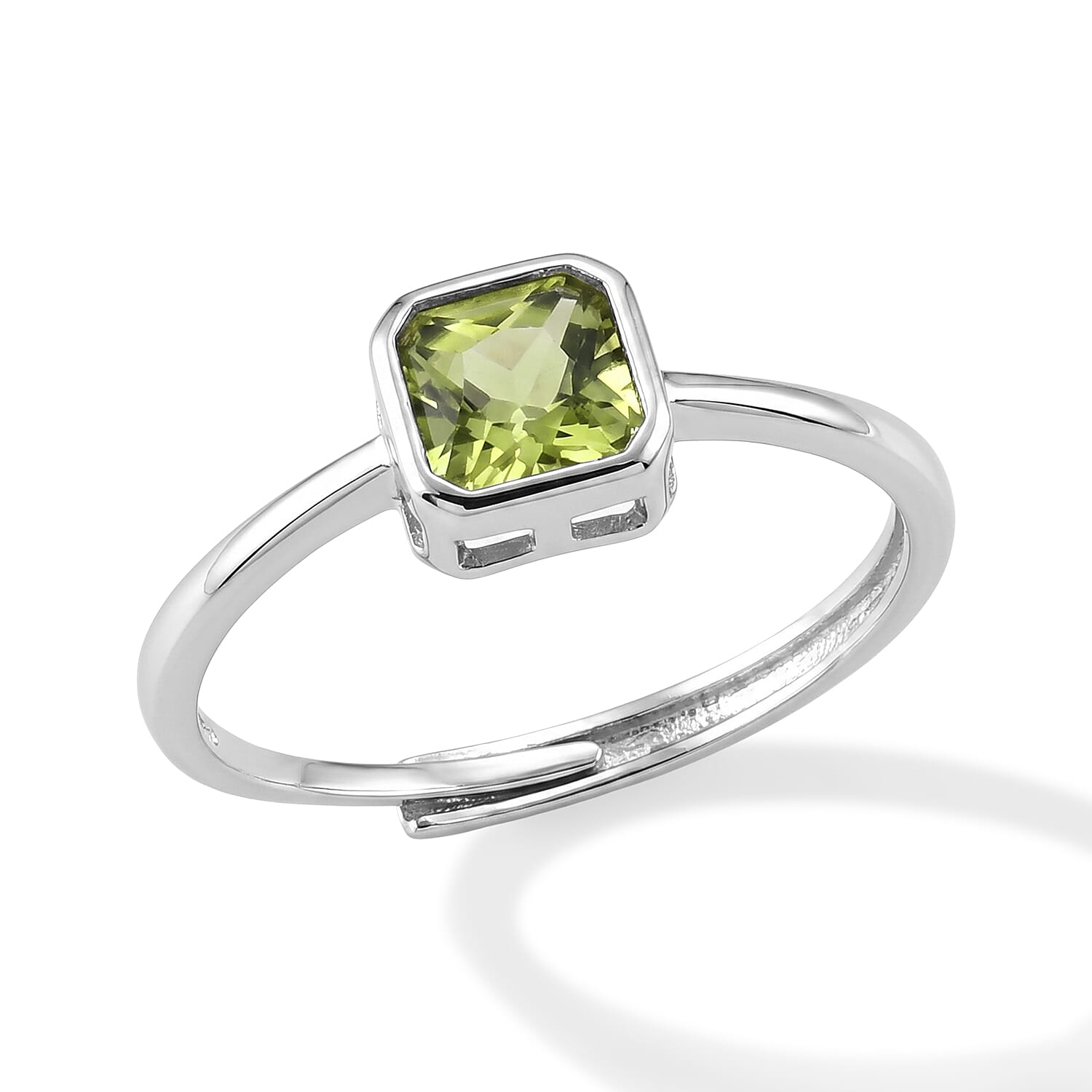 Hebei Peridot 2.00 ctw Ring in Silvertone (Adjustable)