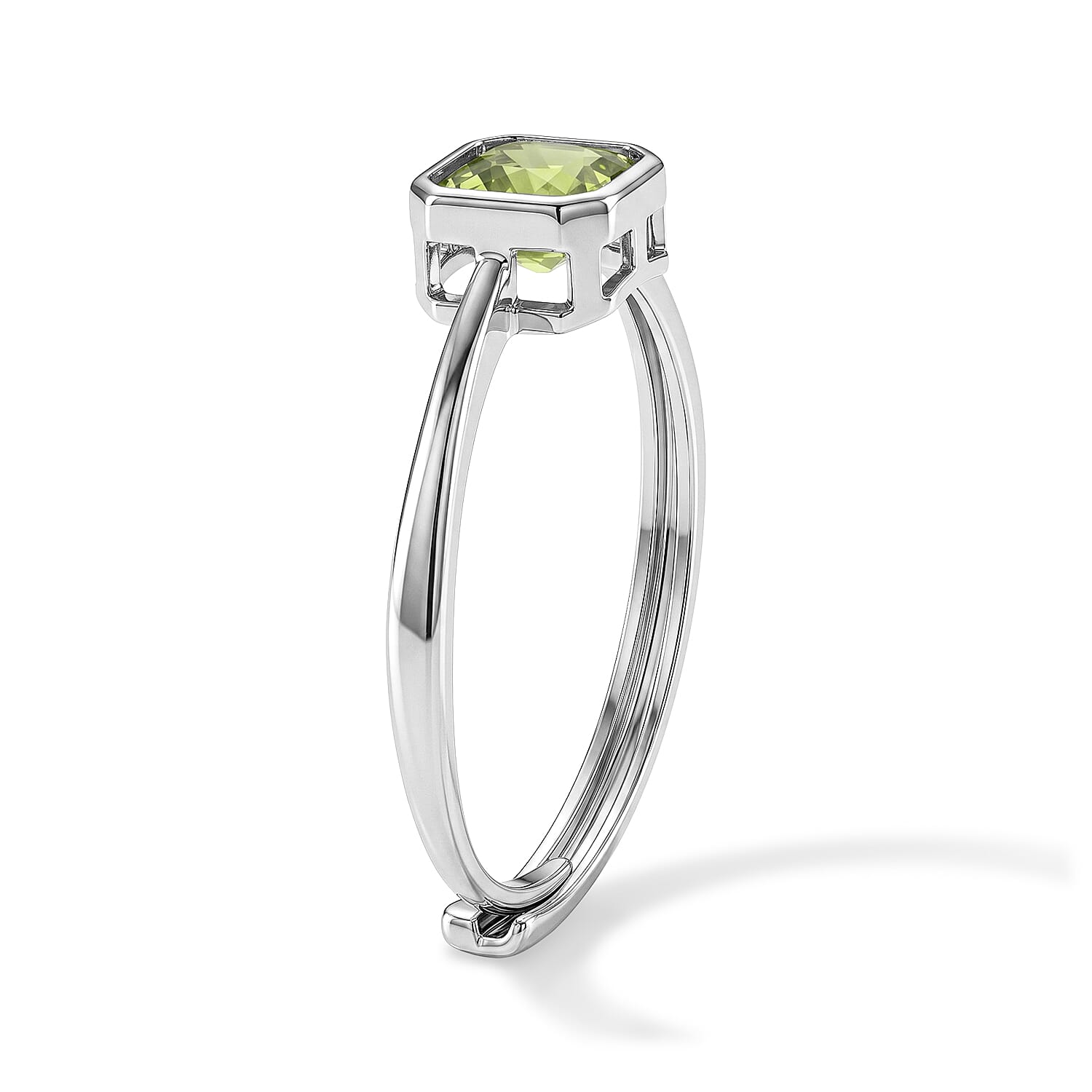 Hebei Peridot 2.00 ctw Ring in Silvertone (Adjustable)