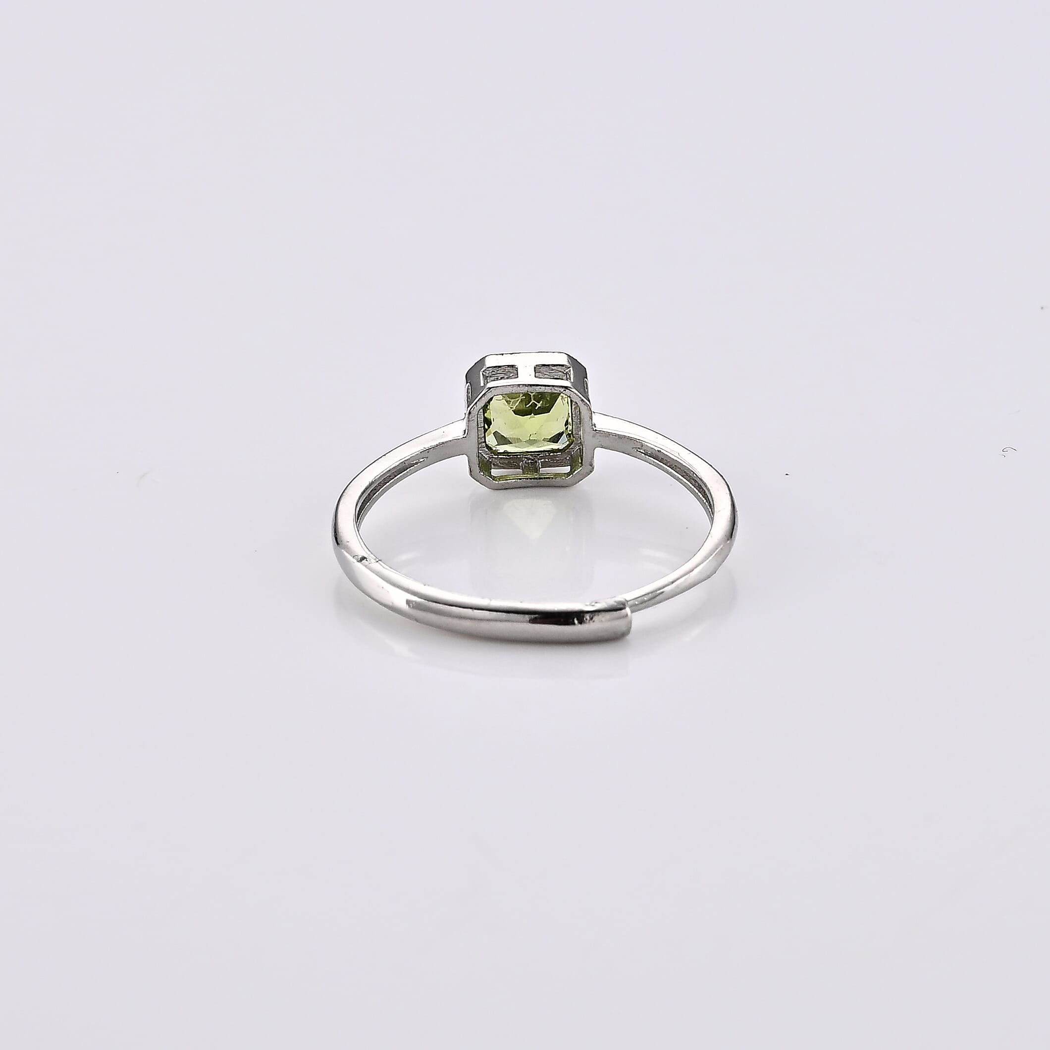 Hebei Peridot 2.00 ctw Ring in Silvertone (Adjustable)
