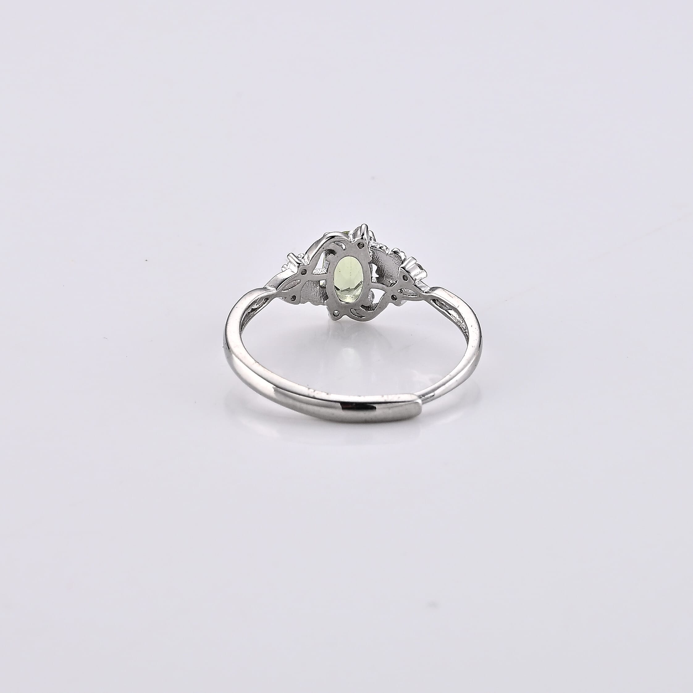Hebei Peridot and Simulated Diamond 3.00 ctw Ring in Silvertone (Adjustable)