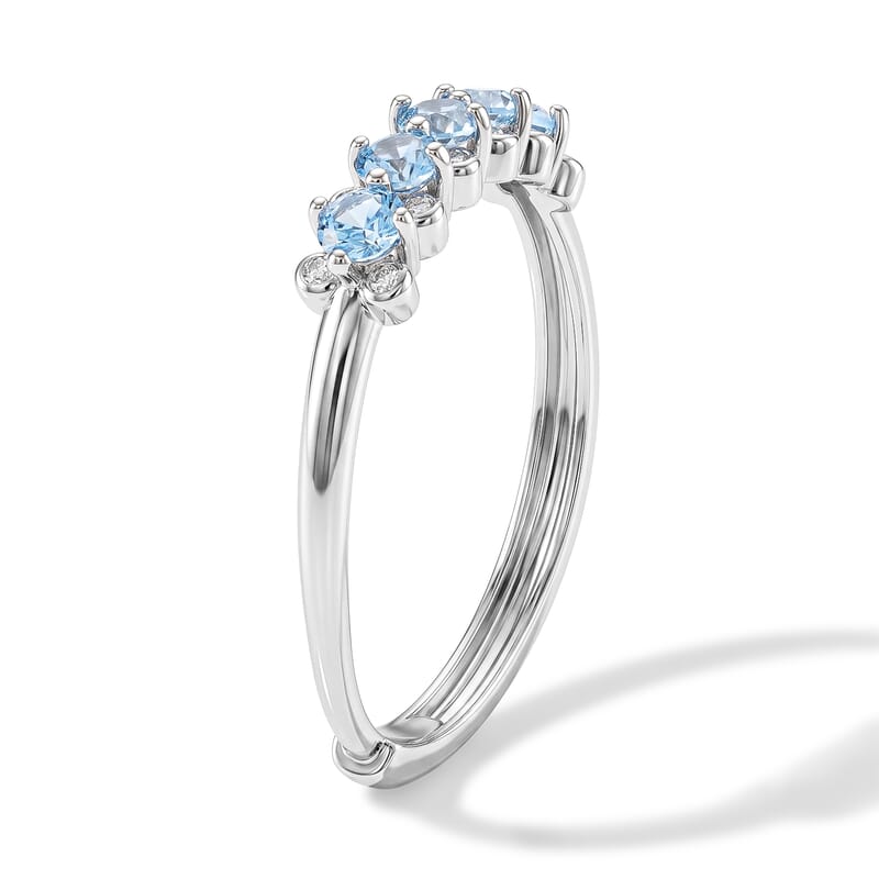 Blue Topaz and Simulated Diamond 5.00 ctw Ring in Silvertone (Adjustable)