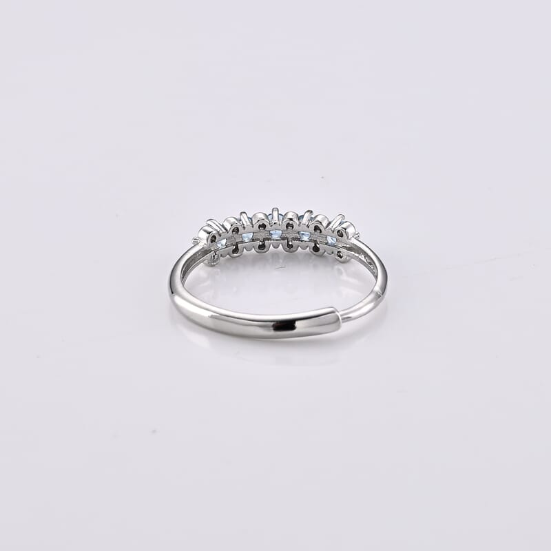 Blue Topaz and Simulated Diamond 5.00 ctw Ring in Silvertone (Adjustable)