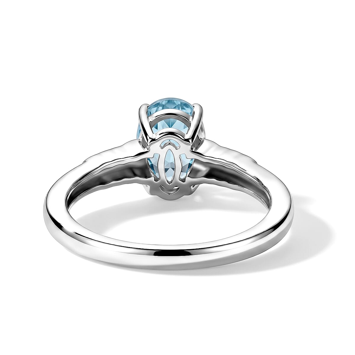 Premium Betroka Blue Apatite and Luxuriant Lab Grown Diamond (G-H, SI) 1.60 ctw Wave Ring in Rhodium Over Sterling Silver (Size 10.0) image number 2