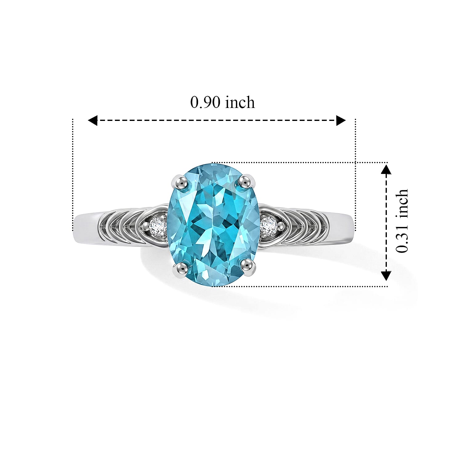 Premium Betroka Blue Apatite, Luxuriant Lab Grown Diamond (G-H, SI) Ring in Rhodium Over Sterling Silver (Size 5.0) 1.60 ctw