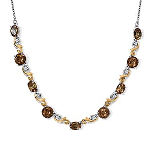 EverTrue Autumn Alexite and White Zircon 9.15 ctw Necklace in 18K YG Plated and Platinum Bond 18 Inches