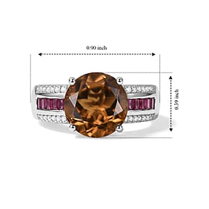 EverTrue Autumn Alexite and Multi Gemstone 4.40 ctw Glow Majesty Ring in Platinum Bond (Size 10.0)