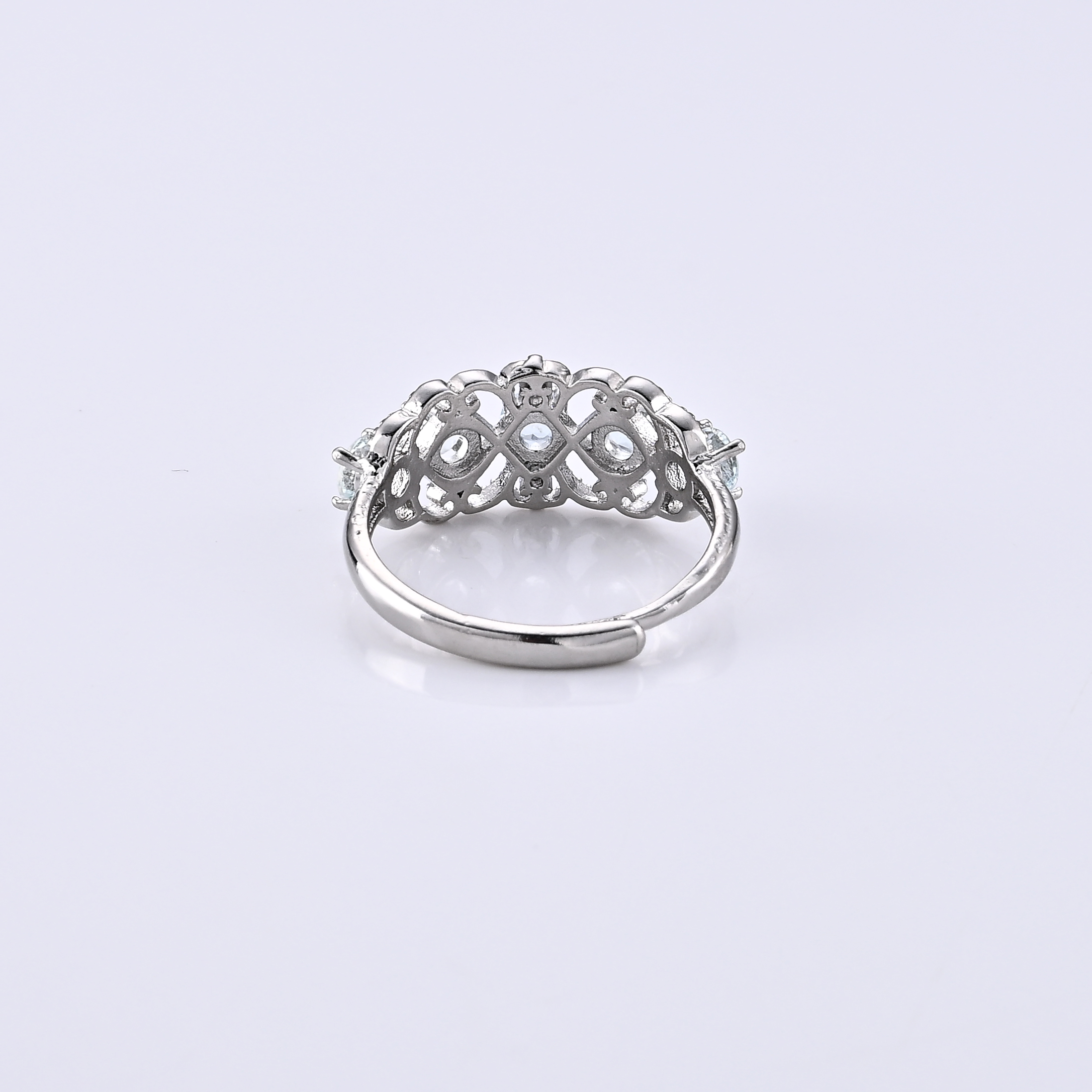 Aquamarine and Simulated Diamond 2.00 ctw Ring in Silvertone (Adjustable)