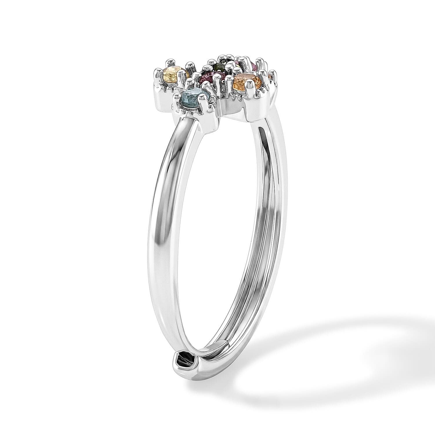 Multi-Tourmaline 2.00 ctw Ring in Silvertone (Adjustable)
