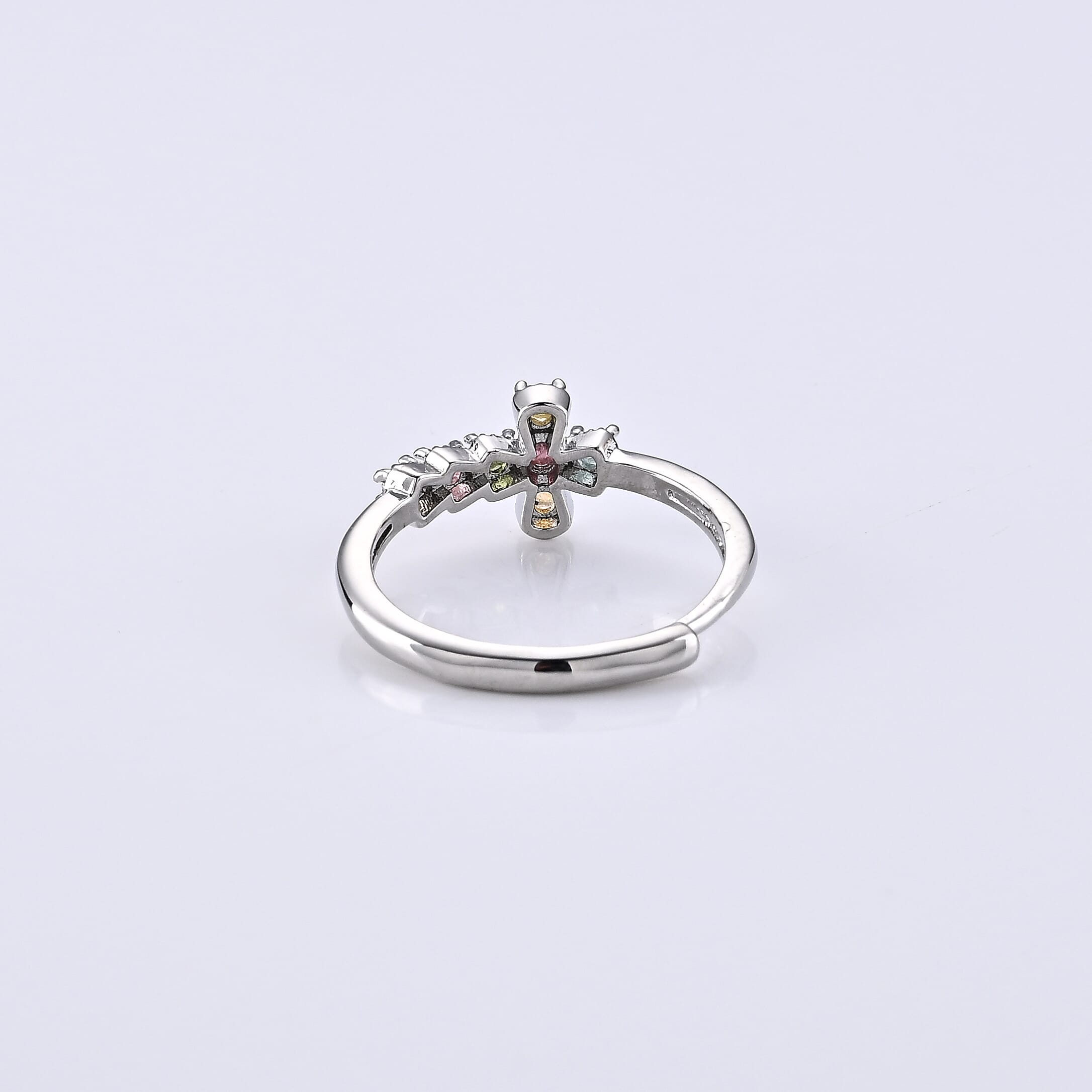 Multi-Tourmaline 2.00 ctw Ring in Silvertone (Adjustable)