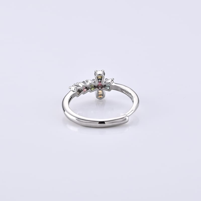 Multi-Tourmaline 2.00 ctw Ring in Silvertone (Adjustable)