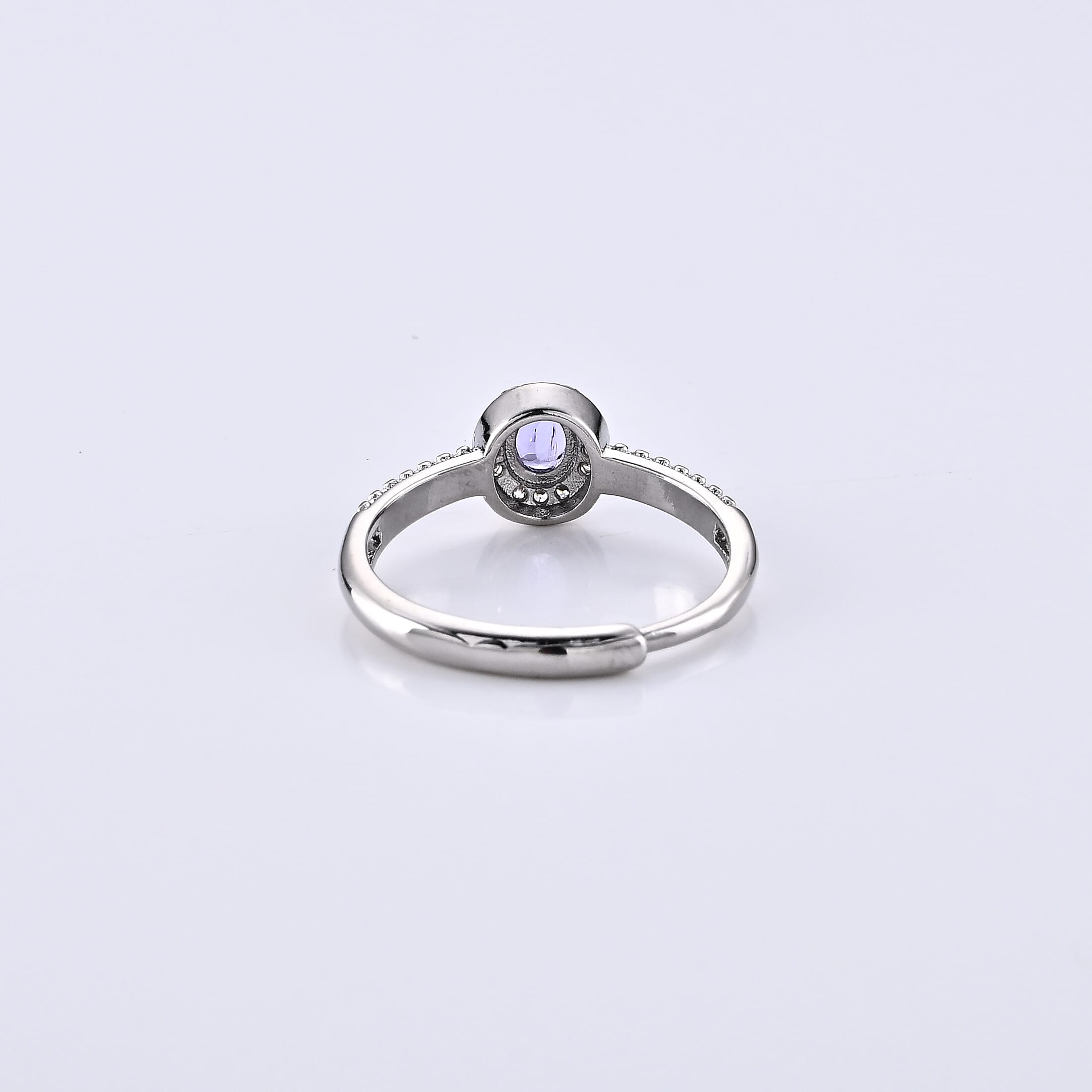 Tanzanite and Simulated Diamond 0.55 ctw Ring in Silvertone (Adjustable)