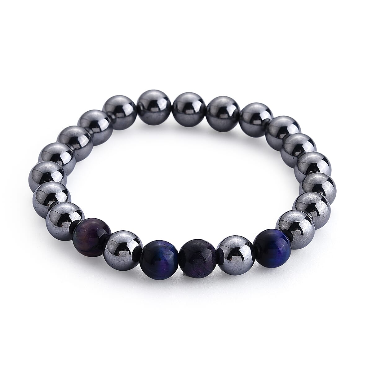 Mystic Color Tigers Eye and Terahertz 150.00 ctw Beaded Stretch Bracelet