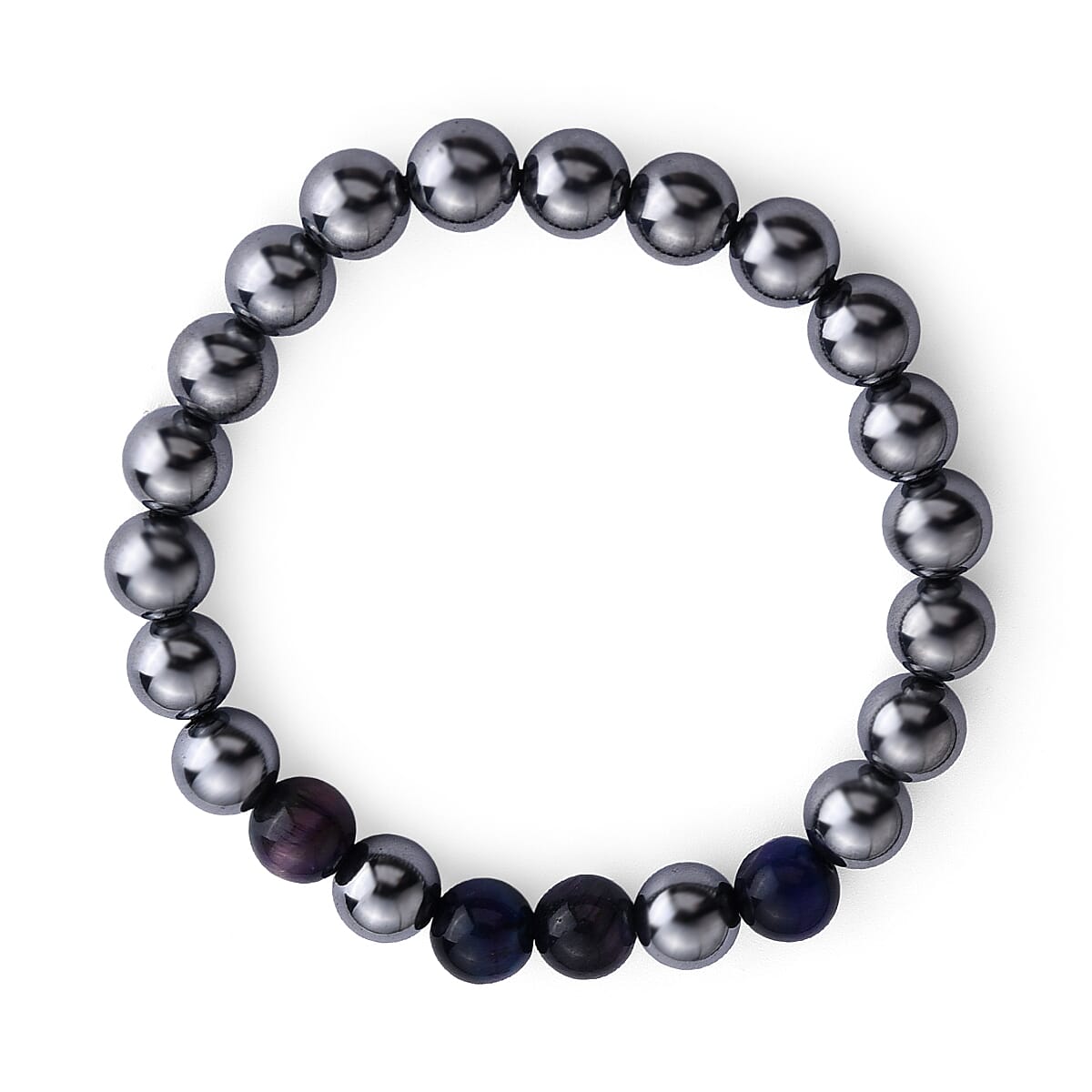 Mystic Color Tigers Eye and Terahertz 150.00 ctw Beaded Stretch Bracelet