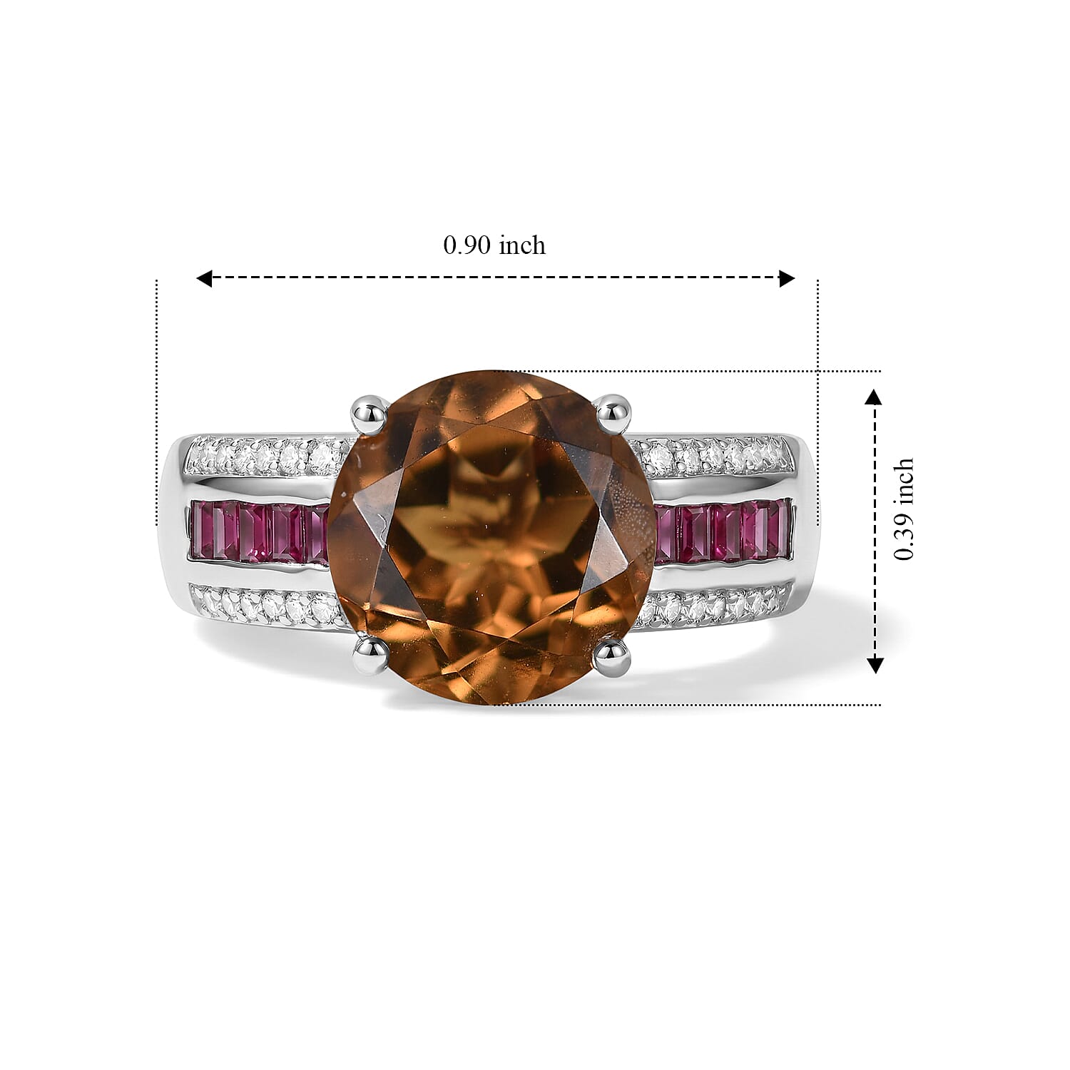 EverTrue Autumn Alexite and Multi Gemstone 4.40 ctw Glow Majesty Ring in Platinum Bond (Size 5.0)