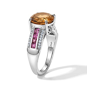 EverTrue Autumn Alexite and Multi Gemstone 4.40 ctw Ring in Platinum Bond (Size 7.0)