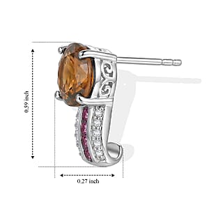 EverTrue Autumn Alexite and Multi Gemstone 3.00 ctw Earrings in Platinum Bond
