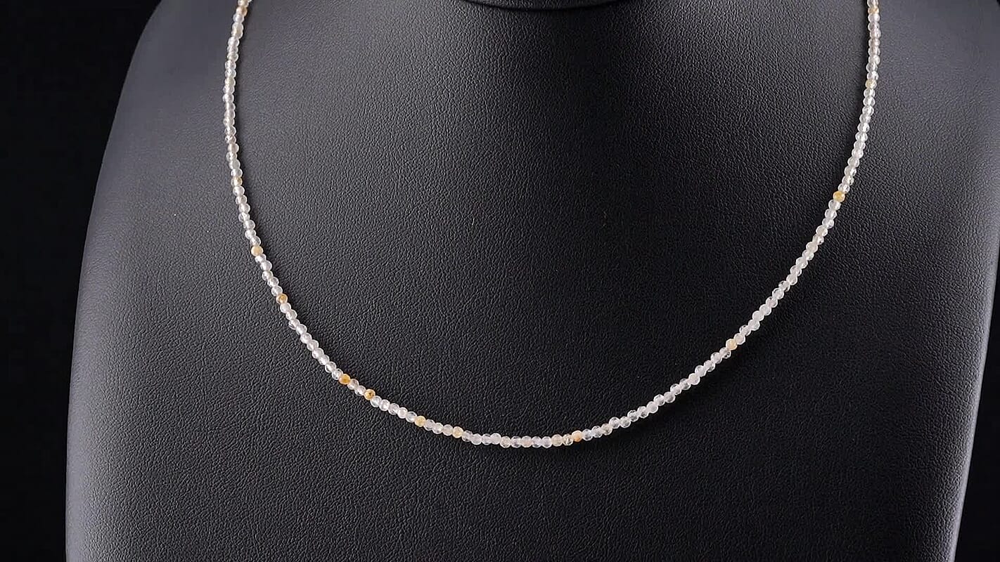 Golden Rutilated Quartz Beaded Necklace in Silvertone (15.5+17.5 Inches) 10.00 ctw