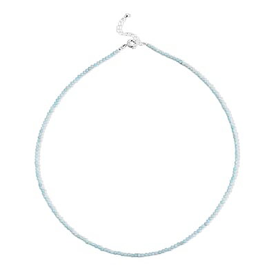 Amazonite 10.00 ctw Beaded Necklace in Silvertone 15.75+17.75 Inches
