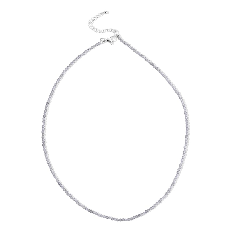 Malagasy Labradorite 10.00 ctw Beaded Necklace in Silvertone 15.75+17.75 Inches